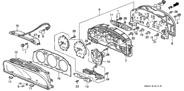 1993 Honda Accord Panel, Speedometer/Tachometer And Print Diagram for 78120-SM4-P05