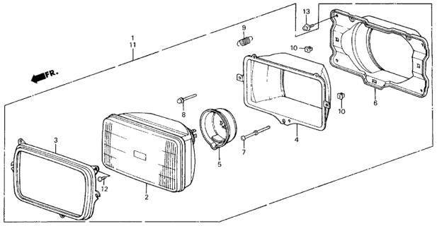 1984 Honda Civic 4 Door GL KA 5MT Headlight Diagram