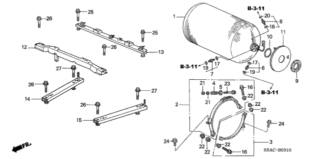 2005 Honda Civic Frame, RR. Tank Diagram for 74555-S5W-000