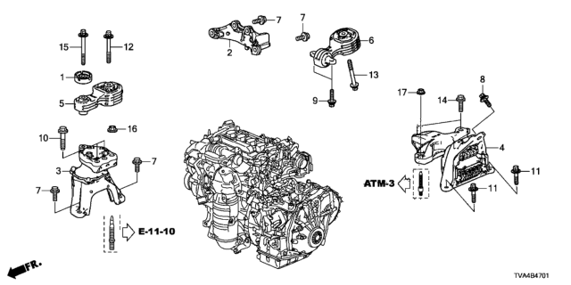 2019 Honda Accord Engine Mounts (CVT) Diagram