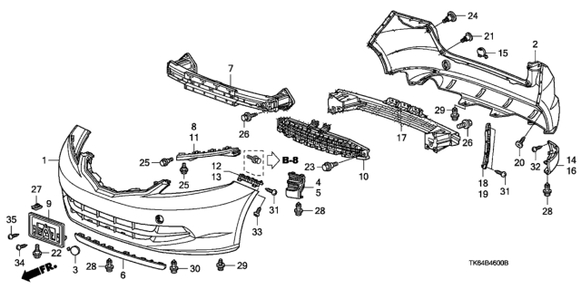 2009 Honda Fit Face, Front Bumper (Dot) Diagram for 04711-TK6-A80ZZ