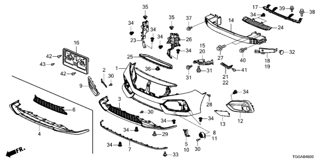 2021 Honda Civic Front Bumper Diagram