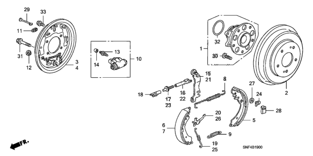 2009 Honda Civic 4 Door GX KA 5AT Rear Brake (Drum) Diagram