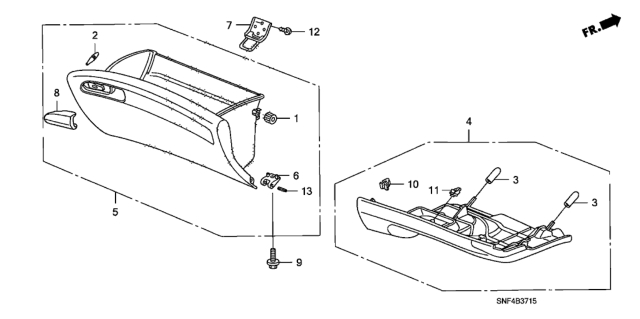 2010 Honda Civic 4 Door GX KA 5AT Instrument Panel Garnish (Passenger Side) Diagram