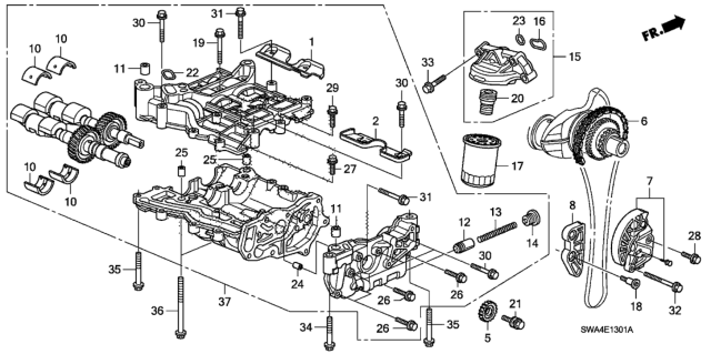 2010 Honda CR-V 5 Door EX-L (2WD NAVIGATION) KA 5AT Oil Pump Diagram