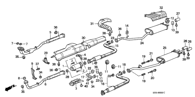 1989 Honda Accord Converter (5Ne339) Diagram for 18160-PH3-X01