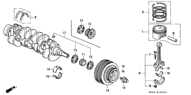 1996 Honda Civic Crankshaft - Piston Diagram