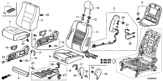 2012 Honda Accord Front Seat (Passenger Side) Diagram