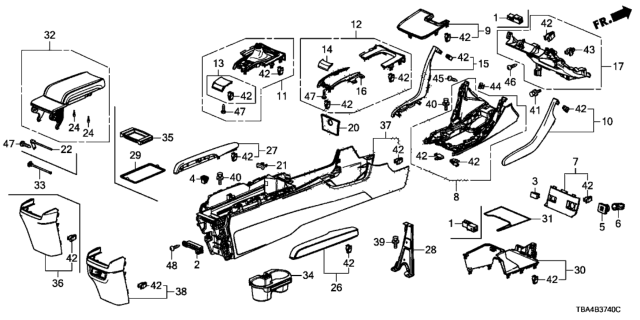 2017 Honda Civic Panel Assy., Escutcheon *NH869L* (MT) (GRAND BONHEUR SILVER) Diagram for 77296-TBA-A02ZB