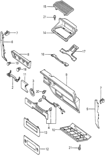 1979 Honda Accord 3 Door STD KH HMT Instrument Garnish Diagram