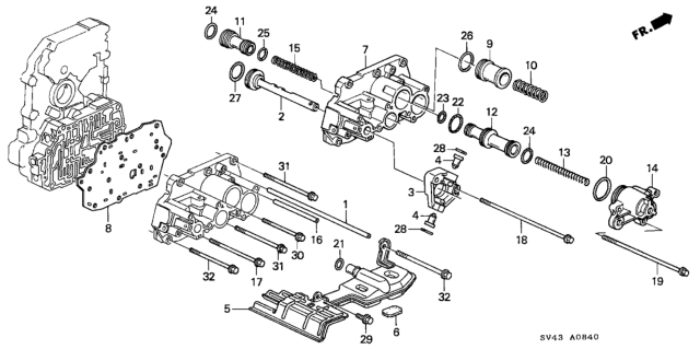 1994 Honda Accord 4 Door LX KL 4AT AT Servo Body Diagram