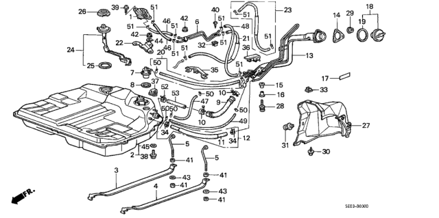 1989 Honda Accord Band, Driver Side Fuel Tank Mounting Diagram for 17522-SE0-010