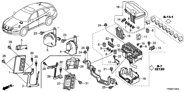 2012 Honda Crosstour Cover, Relay Box (Upper) Diagram for 38256-TP6-A01