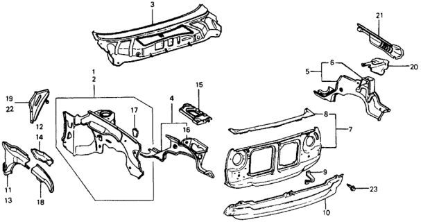 1978 Honda Civic Gusset, Battery Diagram for 70542-657-300ZZ