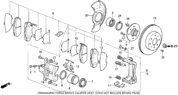 1992 Honda Civic Caliper Assembly, Driver Side (17Cl-14Nv) Diagram for 45230-SR3-N32