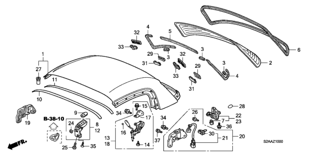 2009 Honda S2000 Roof Panel (Accessory Hardtop) Diagram