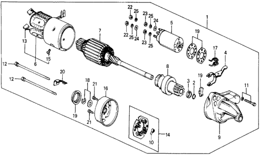 1987 Honda Civic 5 Door DX KL 5MT Starter Motor (Hitachi) Diagram