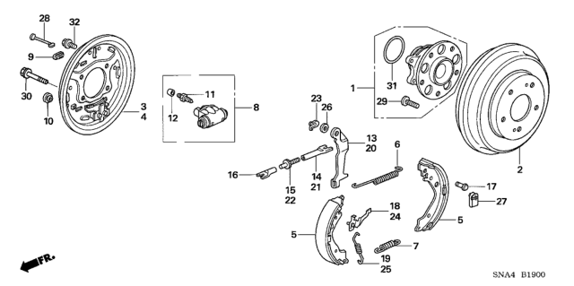 2007 Honda Civic Rear Brake (Drum) Diagram