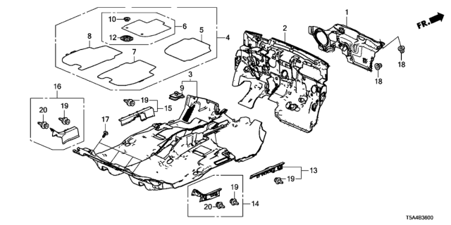 2015 Honda Fit Insulator, Dashboard (Outer) Diagram for 74251-T5R-A00