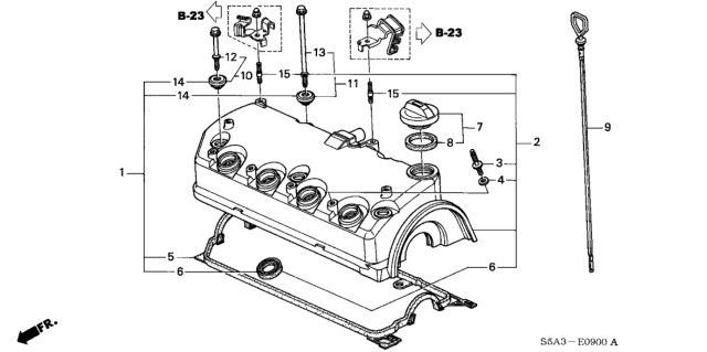 2001 Honda Civic Cylinder Head Cover Diagram