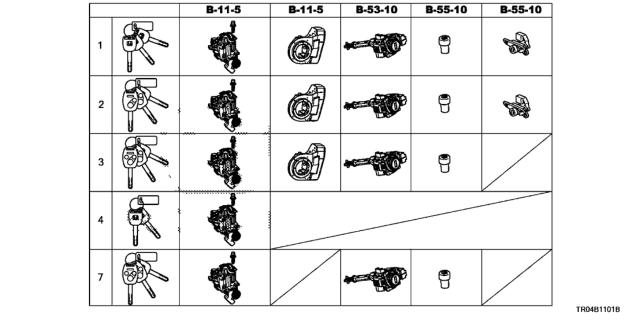 2012 Honda Civic Key Cylinder Set Diagram