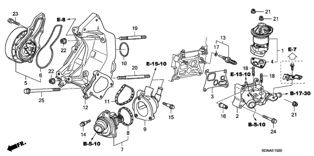 2007 Honda Accord 2 Door EXL KA 5MT Water Pump - Sensor (L4) Diagram