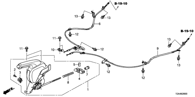 2016 Honda Accord Wire, Driver Side Parking Brake Diagram for 47560-T2F-A51