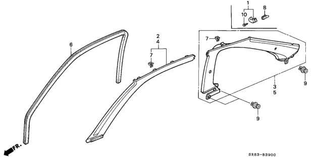 1995 Honda Civic Pillar Garnish Diagram