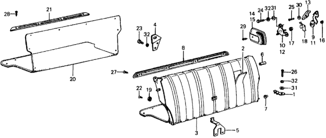 1976 Honda Civic 5 Door ** KL HMT Rear Seat-Back Diagram