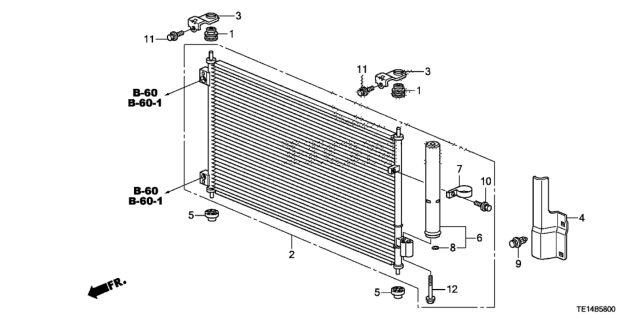 2012 Honda Accord 2 Door EX-L KA 5AT A/C Condenser Diagram