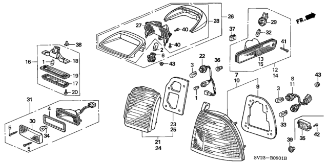 1997 Honda Accord Gasket, Base Diagram for 33503-SV4-A02