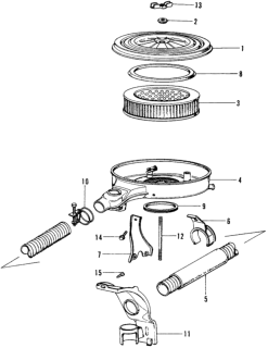 1976 Honda Civic Bracket, Cleaner Case Diagram for 17255-634-671