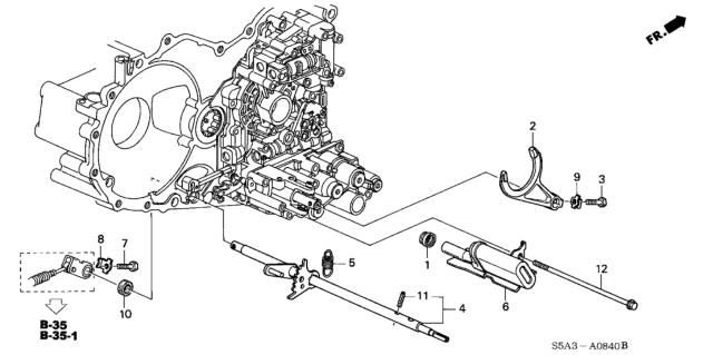 2003 Honda Civic 4 Door LX (SIDE SRS) KA 4AT AT Shift Shaft Diagram