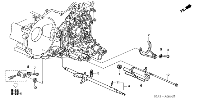 2001 Honda Civic AT Shift Shaft Diagram