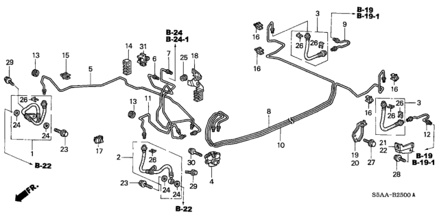2004 Honda Civic 4 Door LX (SIDE SRS) KA 5MT Brake Lines Diagram