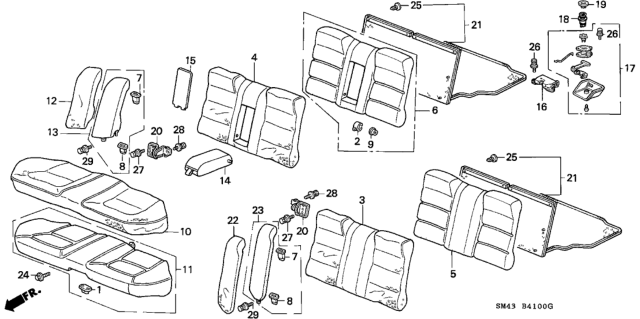 1990 Honda Accord Cover, Left Rear Side Seat-Back Trim (Palmy Gray) (Ham) Diagram for 82551-SM1-A21ZD