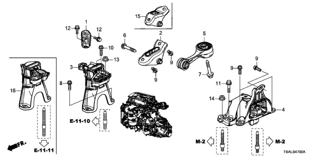 2020 Honda Civic Mounting,Trns (MT) Diagram for 50850-TBA-A01