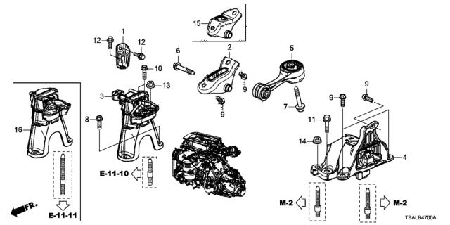 2020 Honda Civic MTG, ENG SIDE Diagram for 50820-TBA-A03