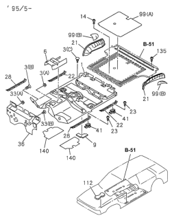 1997 Honda Passport Clip, Carpet Fix (Dark Gray) Diagram for 8-97150-562-0