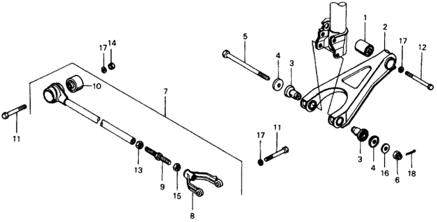 1977 Honda Civic Rear Lower Arm - Radius Rod Diagram