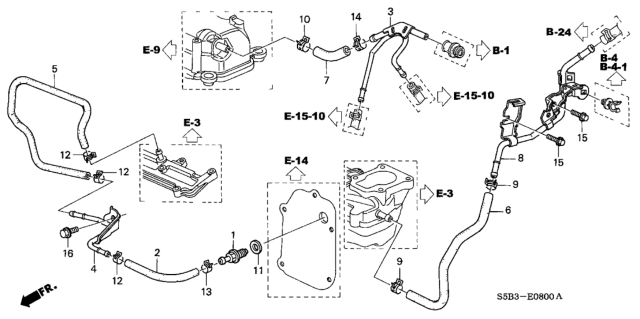 2005 Honda Civic Valve Assembly, Pcv Diagram for 17130-PLM-A01