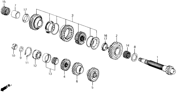 1991 Honda Prelude MT Countershaft.Gear Diagram