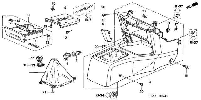 2006 Honda CR-V Console Diagram 1