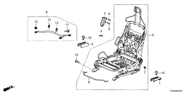 2021 Honda Civic Front Seat Components (Passenger Side) (Manual Seat) Diagram