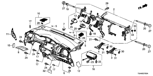 2016 Honda Fit Panel, Instrument *NH900L* (DEEP BLACK) Diagram for 77100-TAR-G11ZA