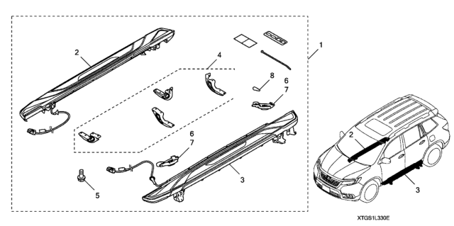 2021 Honda Passport BOARD ASSY., R. RUNNING (BLACK) (LIGHTED) Diagram for 08L33-TGS-100E1