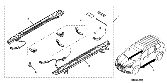 2021 Honda Passport BOARD ASSY., L. RUNNING (BLACK)(LIGHTED) Diagram for 08L33-TGS-100E2