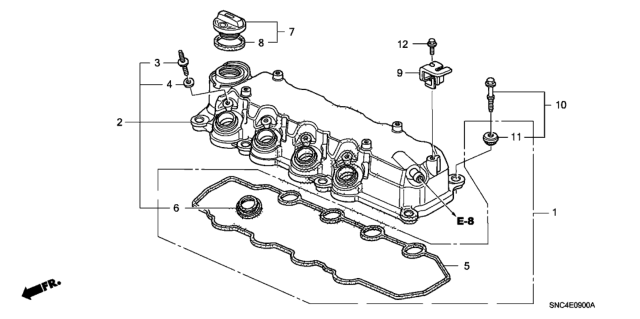 2010 Honda Civic Cylinder Head Cover Diagram