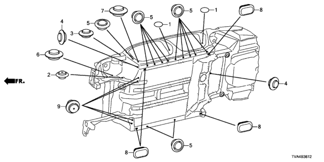 2018 Honda Accord Grommet (Lower) Diagram