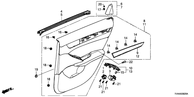 2020 Honda Accord LINING ASSY., R. RR. DOOR *NH900L* (DEEP BLACK) Diagram for 83700-TVA-A21ZA